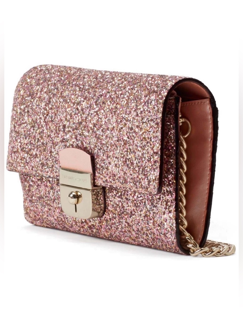 Kate Spade New York Rose Gold Milou Sunset Lane Glitter Clutch. NWOT. - Picture 7 of 7